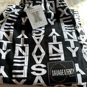 Savage X FENTY leisure oversized size medium pant, black and white logo NWT